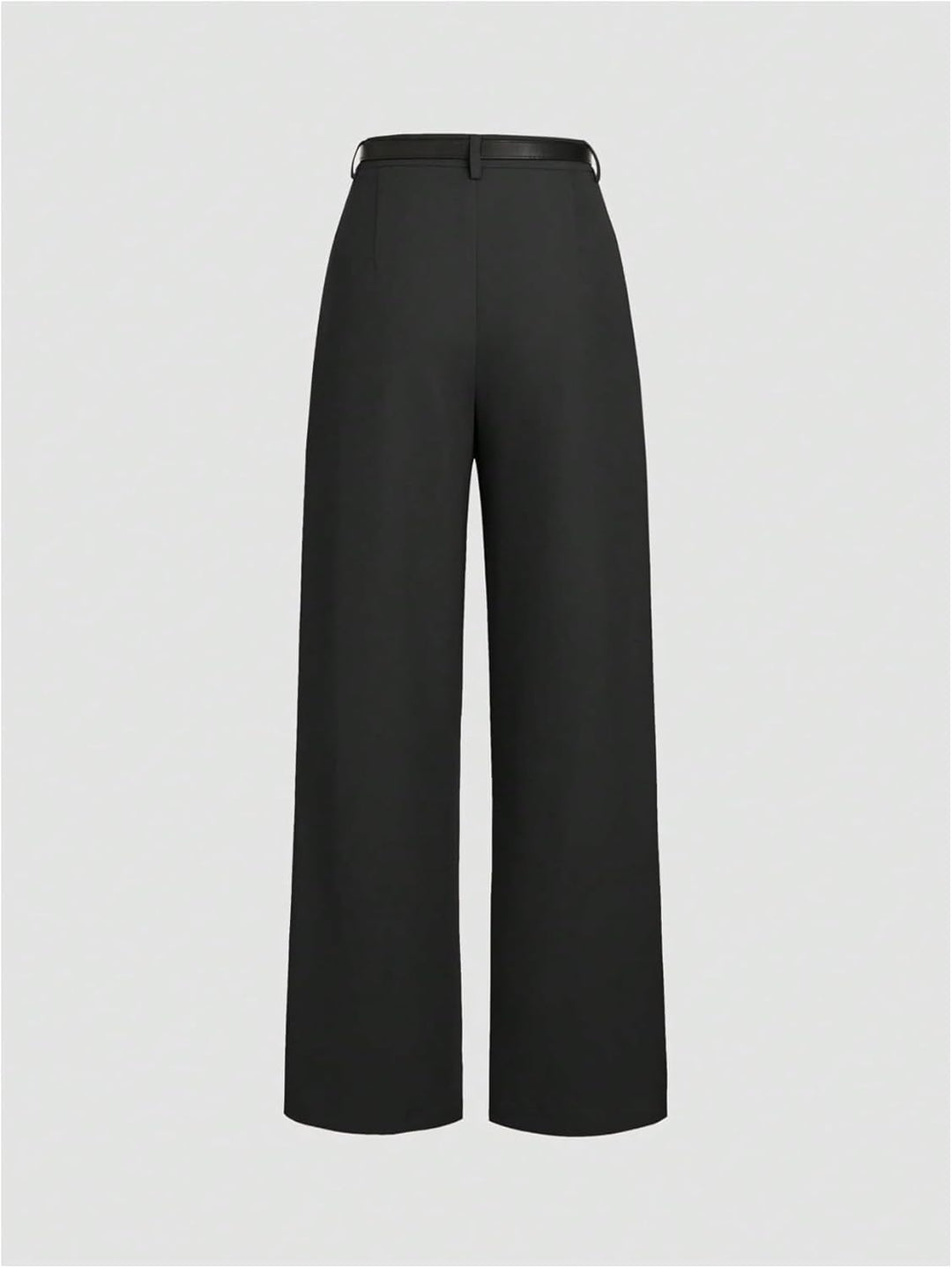 GORGLITTER Women's Plicated Straight Leg Trousers Mid Rise Belted Elegant Work Office Business Pants