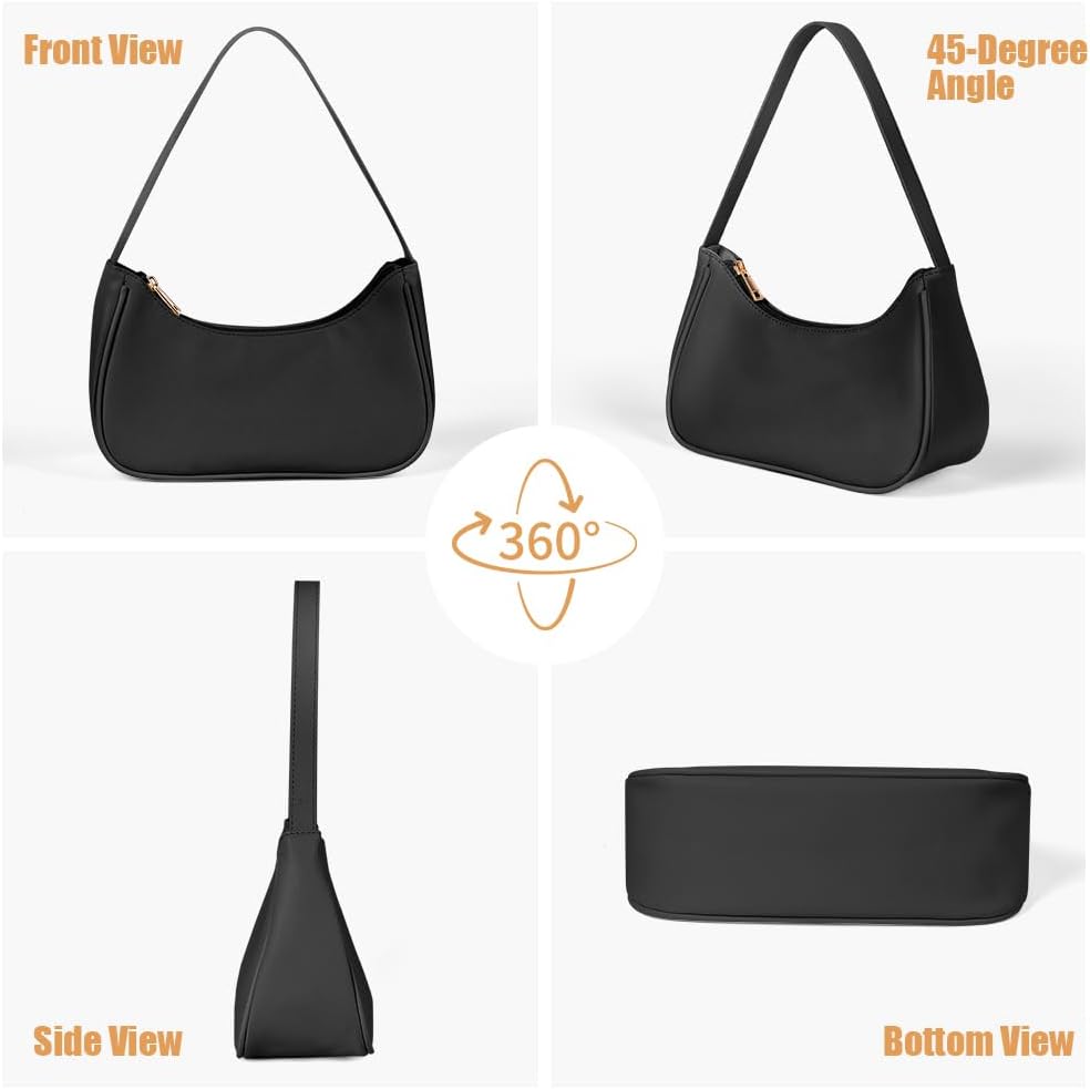 Women's Shoulder Bag Crescent Shoulder Bag PU Leather Ladies Handbag Mini Hobo Bag Purse Trendy Everyday Handbag Half Moon Bag with Zipper for Dating Shopping Travel