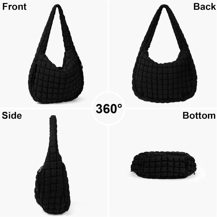 Quilted Tote Bag for Women Puffer Bag Quilted Carryall Large Puffy Shoulder Bag Padding Hobo Bag
