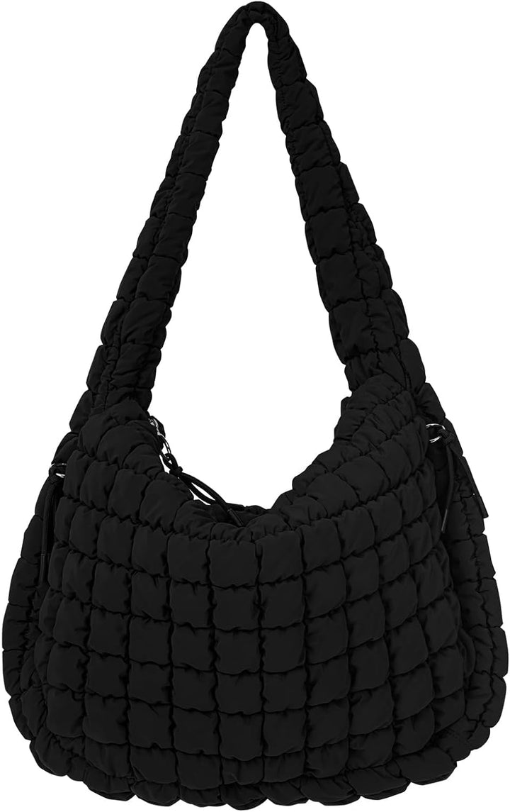 Quilted Tote Bag for Women Puffer Bag Quilted Carryall Large Puffy Shoulder Bag Padding Hobo Bag