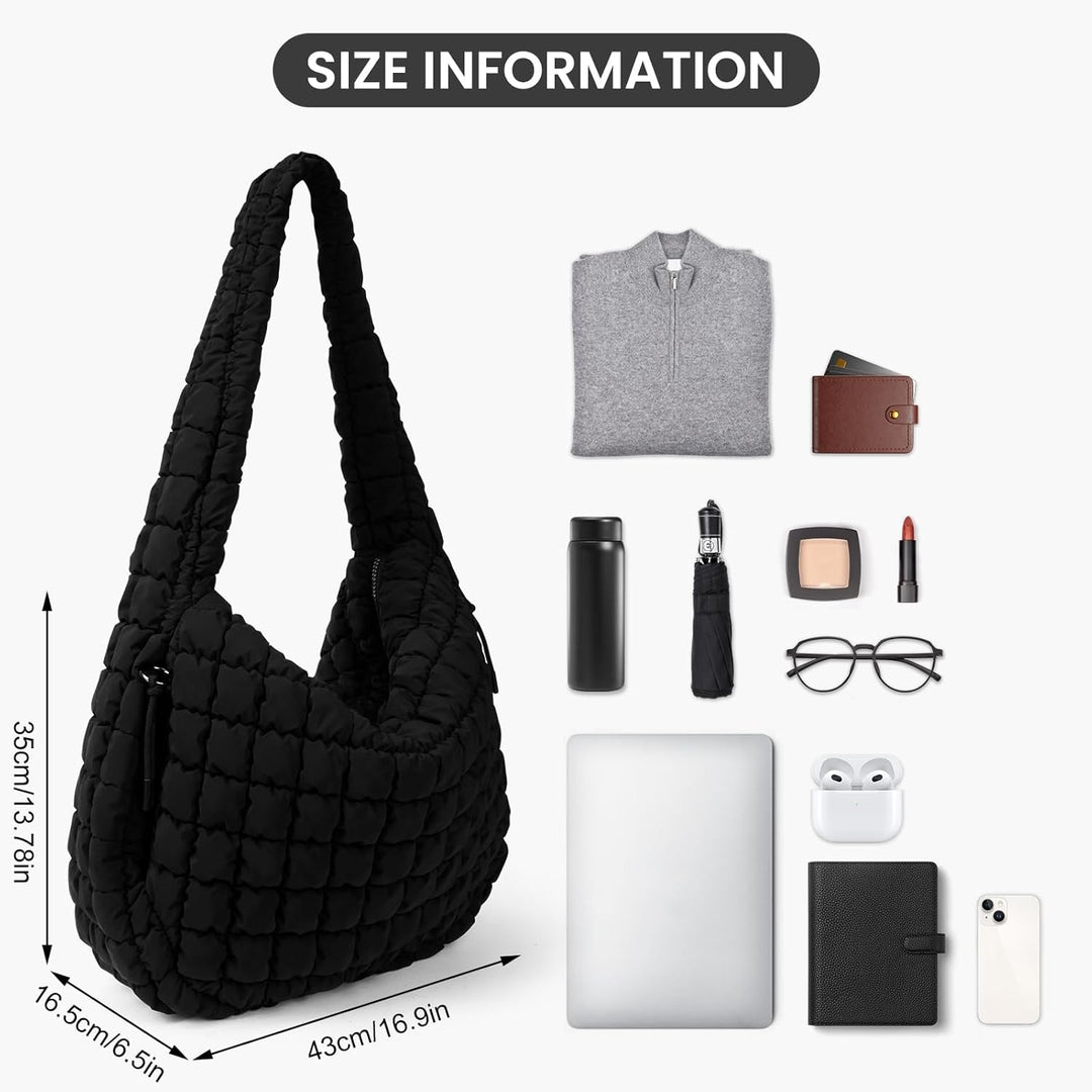 Quilted Tote Bag for Women Puffer Bag Quilted Carryall Large Puffy Shoulder Bag Padding Hobo Bag