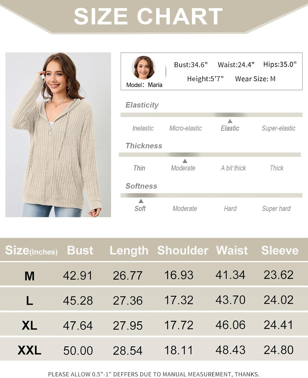 Womens Cardigans Zip Up Ladies Hoodies with Large Pockets Long Sleeve Tunic Tops Ladies Lightweight Jackets Casual Work Clothes M-XXL