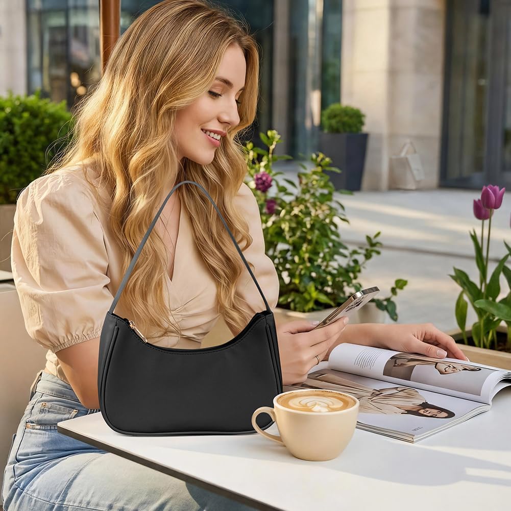 Women's Shoulder Bag Crescent Shoulder Bag PU Leather Ladies Handbag Mini Hobo Bag Purse Trendy Everyday Handbag Half Moon Bag with Zipper for Dating Shopping Travel