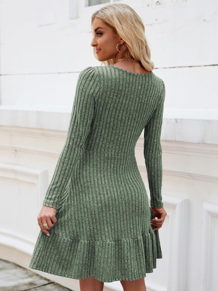 Dress for Women Long Sleeve Jumper Dresses UK Knitted Round Neck Tunic Dress Casual A Line Elegant Sweater Dresses Autumn Winter