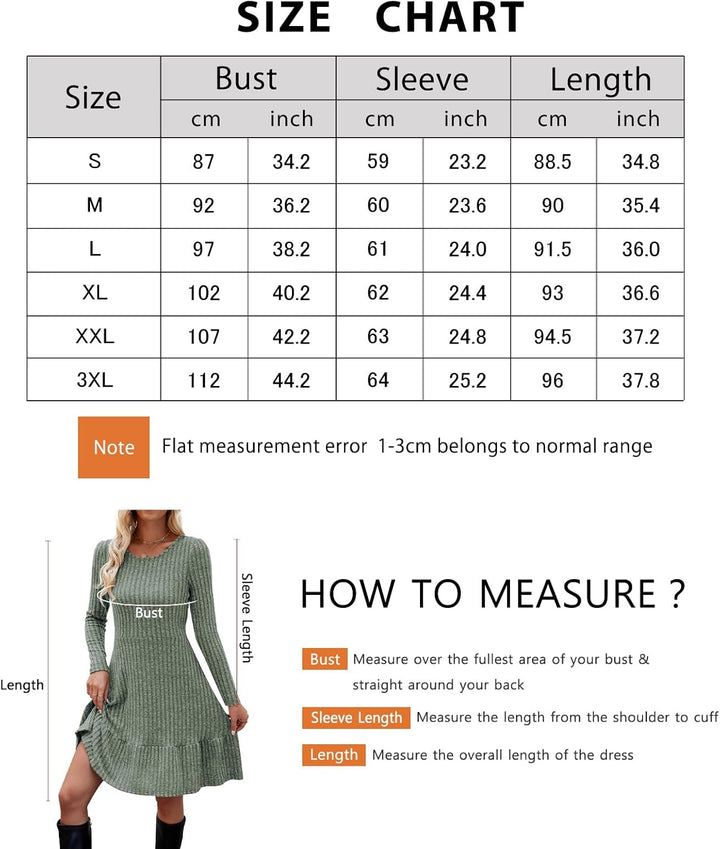 Dress for Women Long Sleeve Jumper Dresses UK Knitted Round Neck Tunic Dress Casual A Line Elegant Sweater Dresses Autumn Winter