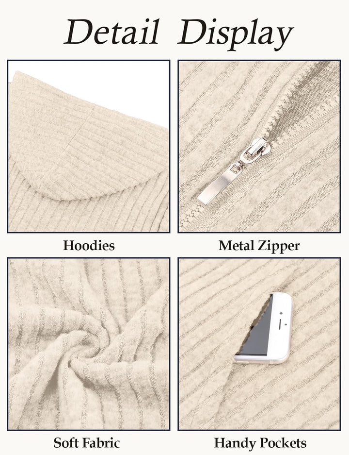 Womens Cardigans Zip Up Ladies Hoodies with Large Pockets Long Sleeve Tunic Tops Ladies Lightweight Jackets Casual Work Clothes M-XXL