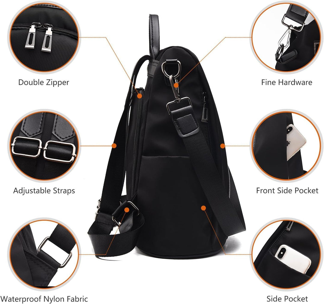 Charmore Women Backpack Ladies Rucksack Waterproof Nylon School bags Anti-theft Daypack Shoulder Bags