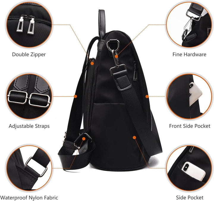 Charmore Women Backpack Ladies Rucksack Waterproof Nylon School bags Anti-theft Daypack Shoulder Bags