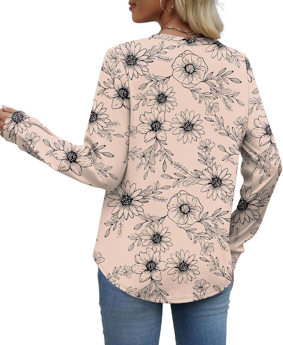 WIHOLL Sweatshirts for Women UK Crewneck Long Sleeve Tops Womens Lightweight Jumpers Curved Hem Tunic Shirts