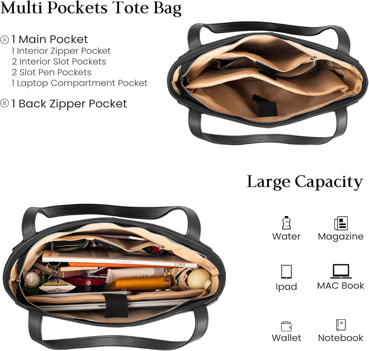 befen Genuine Leather Tote Bags for Women Large Shoulder Bags Women Laptop Tote Bag Ladies Handbags with Laptop Compartment