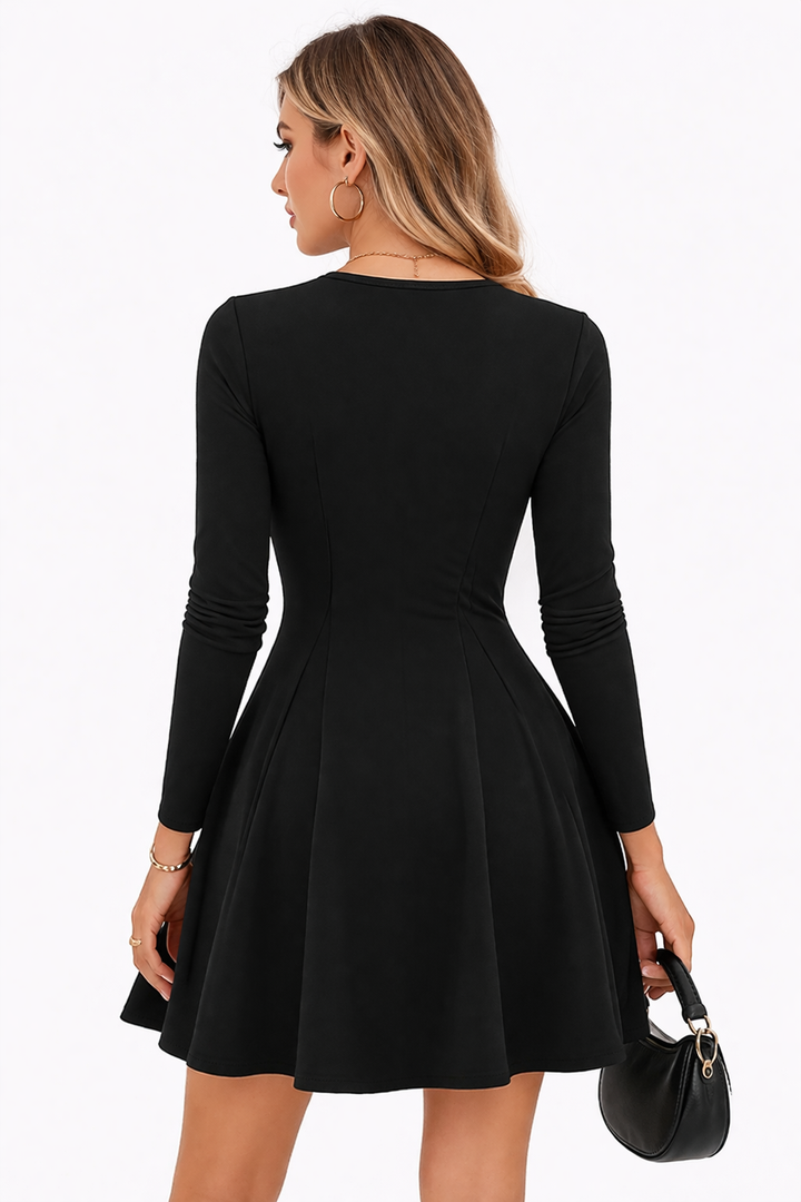 Women's Sexy Mini Dress Crew Neck Long Sleeve Short Dress Elegant Party Dresses High Waist Wrap Bodycon Dresses Slim Fit A Line Swing Going Out Party Evening Clubbing Cocktail Attire