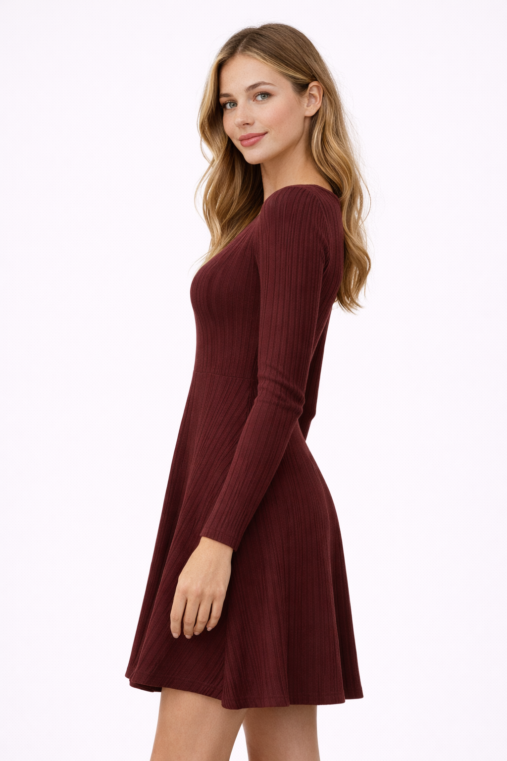 AUSELILY Long Sleeve Winter Dresses Women UK Knitted Crew Neck Jumper Dress with Pockets