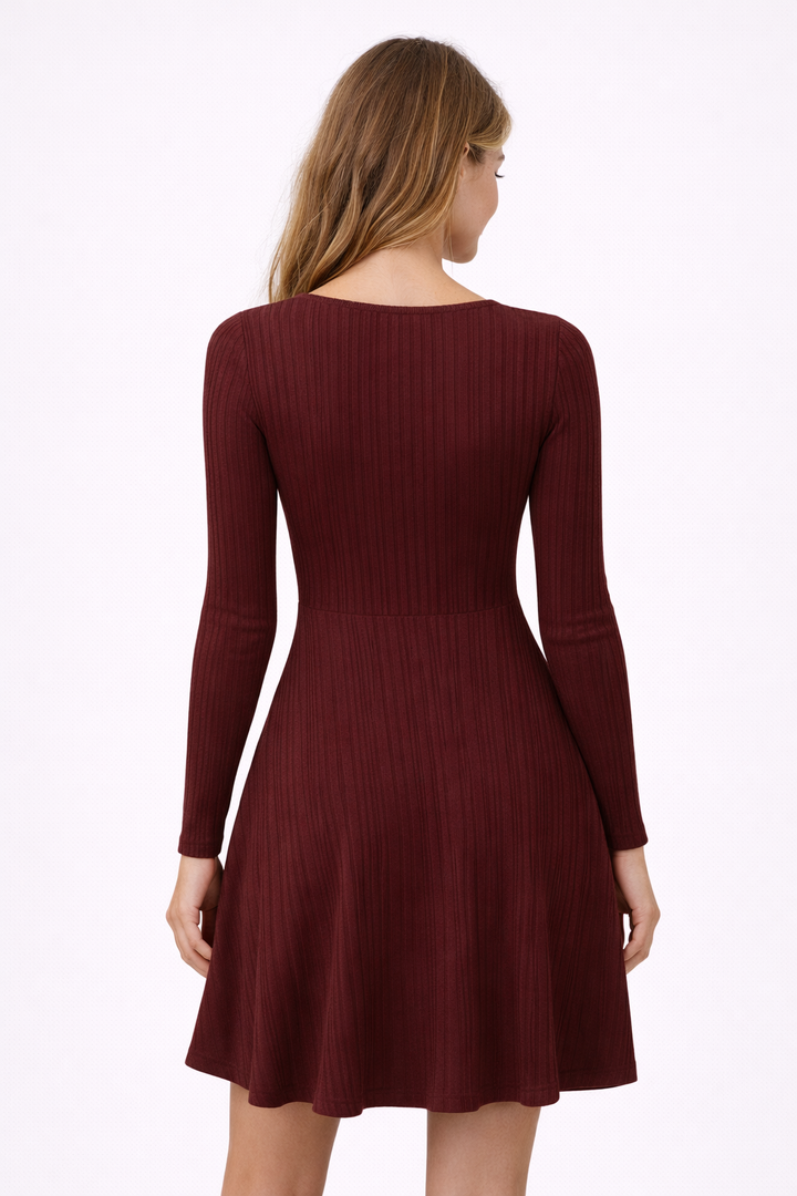 AUSELILY Long Sleeve Winter Dresses Women UK Knitted Crew Neck Jumper Dress with Pockets
