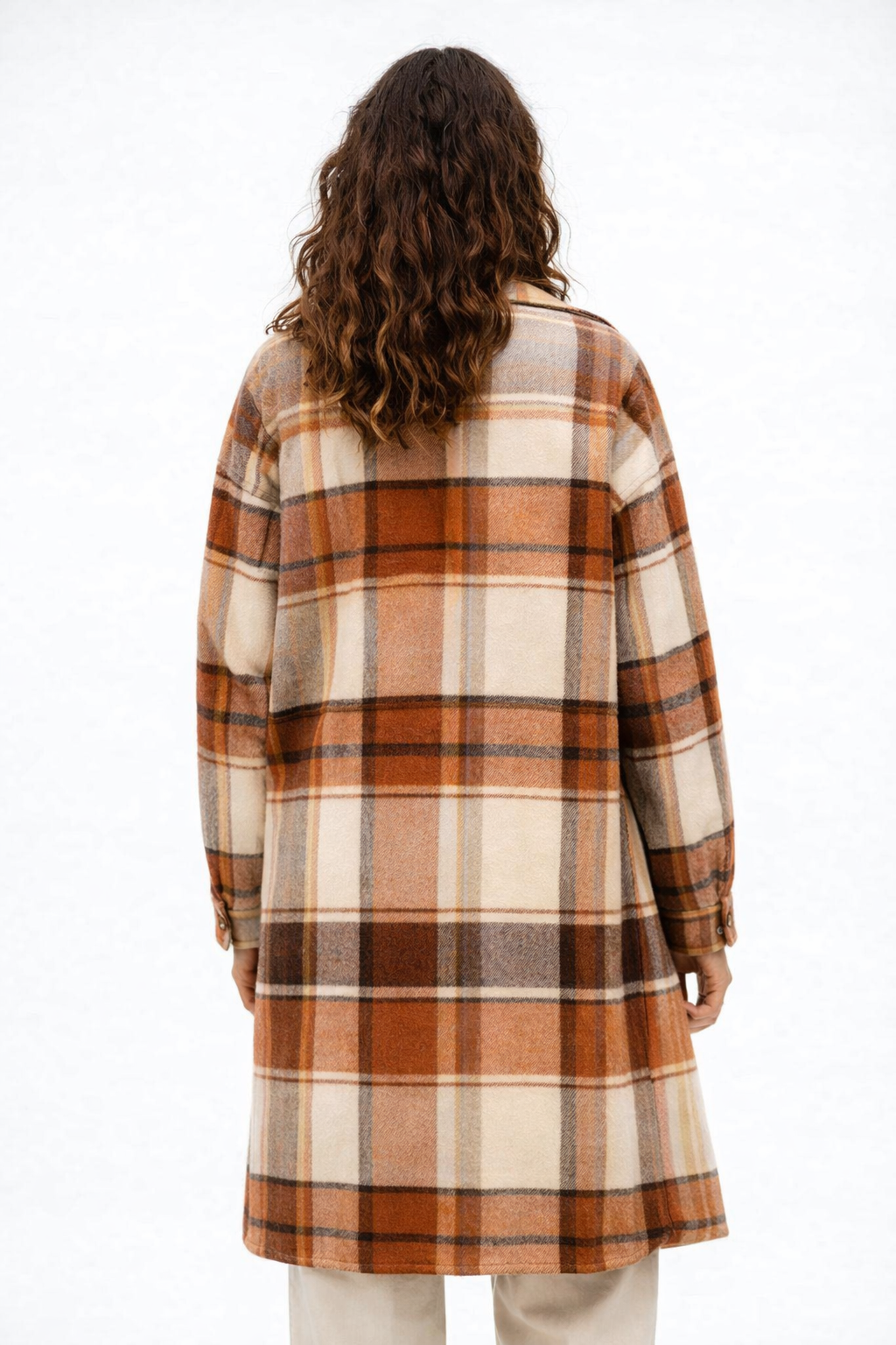 KISSMODA Womens Plaid Shacket Jacket Long Corduroy Shirts Casual Lapel Button Down Flannel Trench Coats with Side Pockets