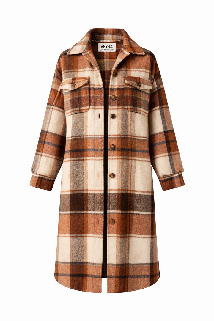 KISSMODA Womens Plaid Shacket Jacket Long Corduroy Shirts Casual Lapel Button Down Flannel Trench Coats with Side Pockets