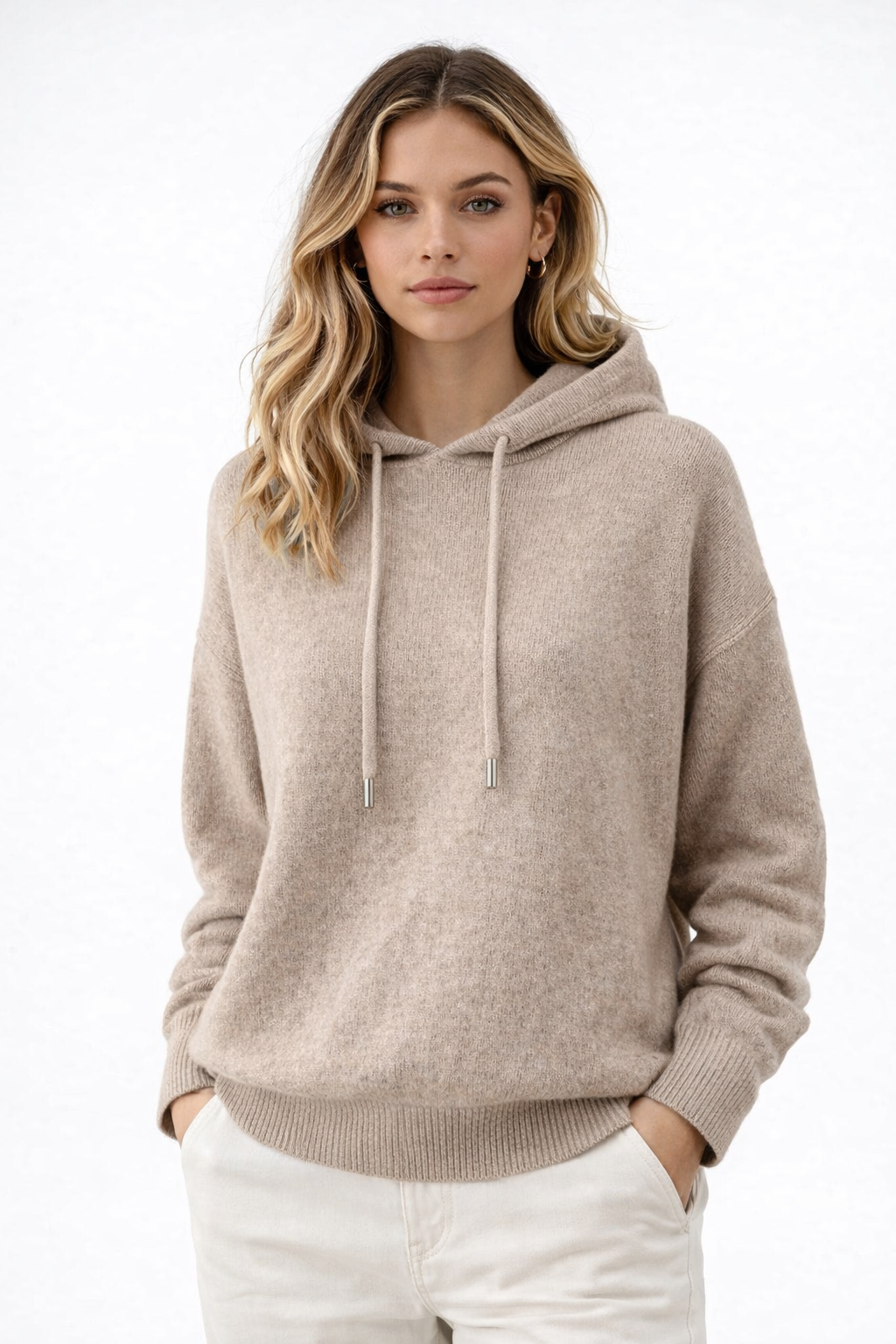 Women's Jumpers Cashmere Sweater Hooded Neck Knitted Long Sleeve Hoodies Tops Plain Casual Thermal Ribbed Wool Sweatshirt Fall Airport Outfits Pullover Sweaters Trendy Jumper Clothing