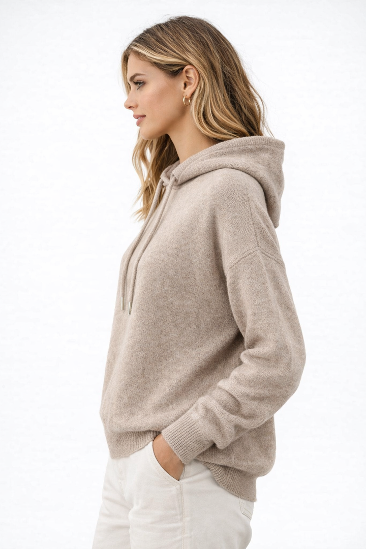 Women's Jumpers Cashmere Sweater Hooded Neck Knitted Long Sleeve Hoodies Tops Plain Casual Thermal Ribbed Wool Sweatshirt Fall Airport Outfits Pullover Sweaters Trendy Jumper Clothing