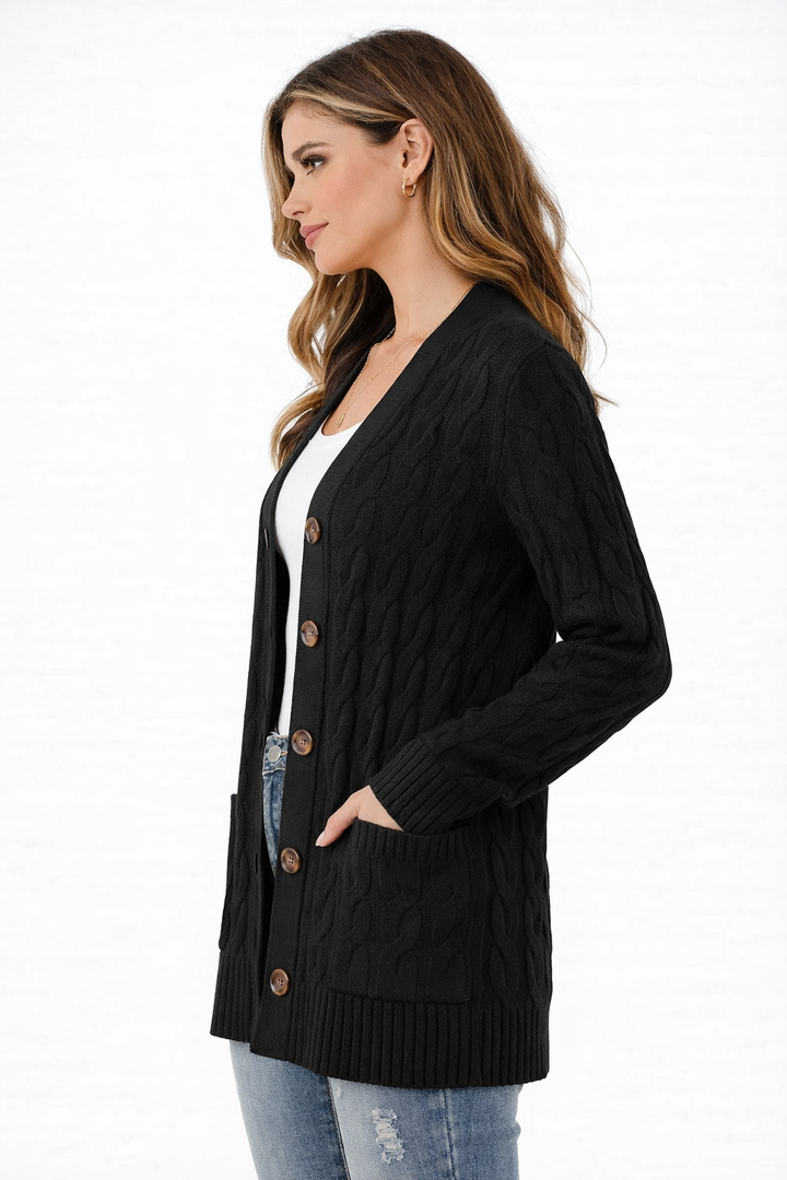 GRECERELLE Women's Knit Long Cardigans Jumpers Cardigan with Pockets with Buttons Ladies Loose Long Sleeve Knitwear Oversized Sweater Cardigan for Autumn Winter Spring