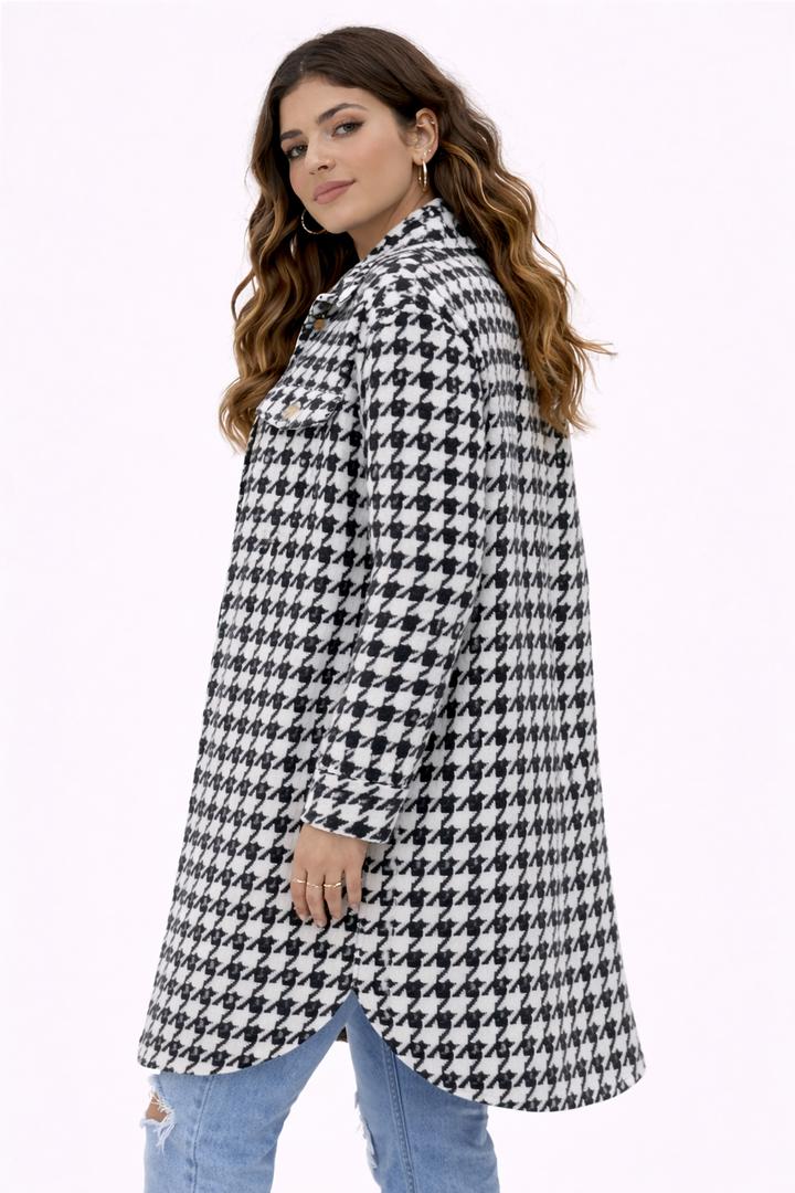 KISSMODA Womens Plaid Shacket Jacket Long Corduroy Shirts Casual Lapel Button Down Flannel Trench Coats with Side Pockets